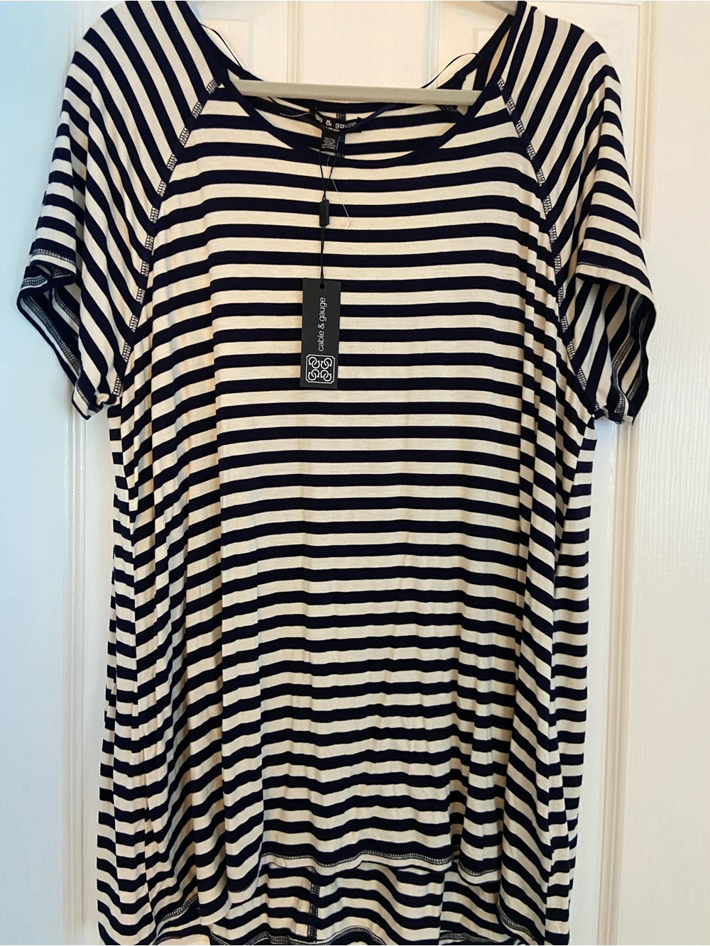 Cable & Gauge Navy & White Striped Short-Sleeve Tunic